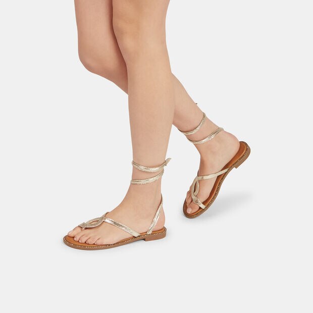 Sandalias de mujer modelo gladiador , Dorado