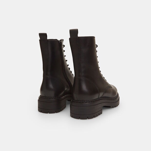 Botines militares de mujer de piel , Negro