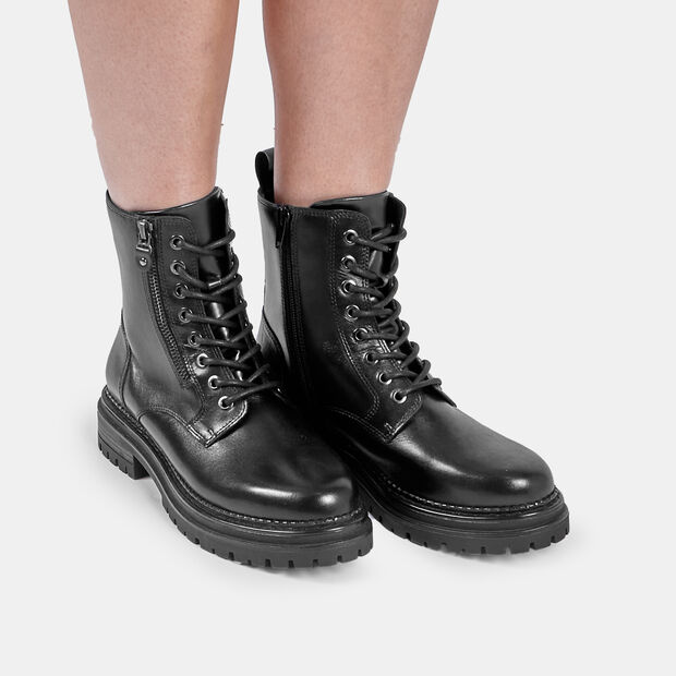 Botas de combate para mujer en piel, 