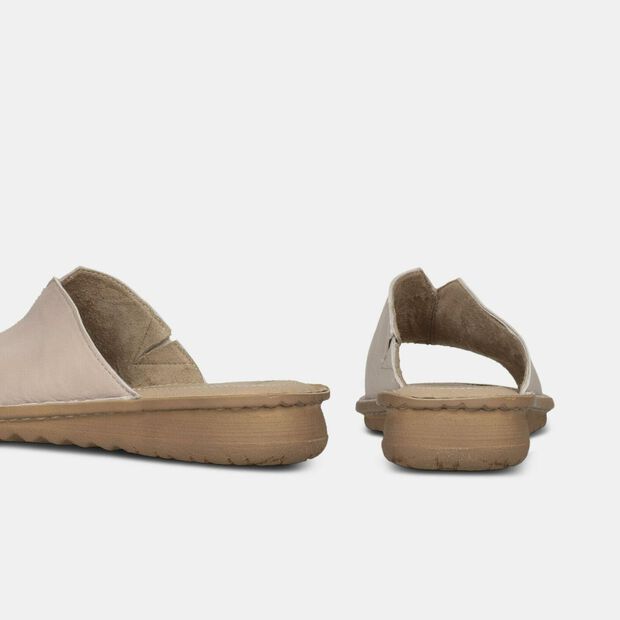 Zuecos de piel para mujer, Beige