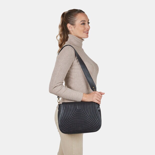 Bolso de bandolera de mujer con efecto cuero, 