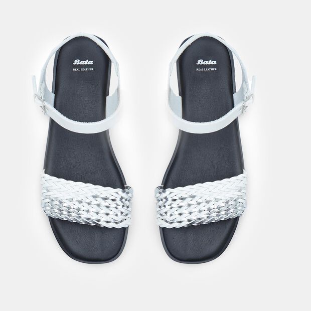 Sandalias con banda trenzada para mujer BATA, Plateado