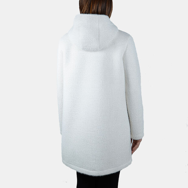 Chaqueta larga modelo scuba para mujer, Blanco