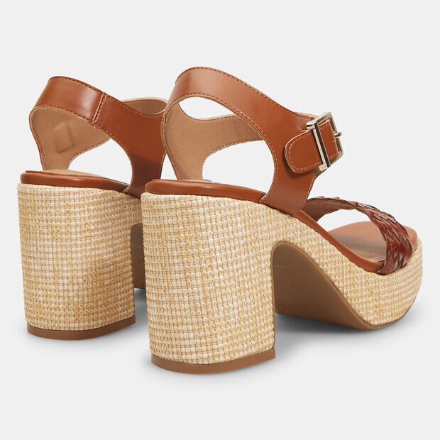 Sandalias de mujer con tac&oacute;n ancho de rafia , 