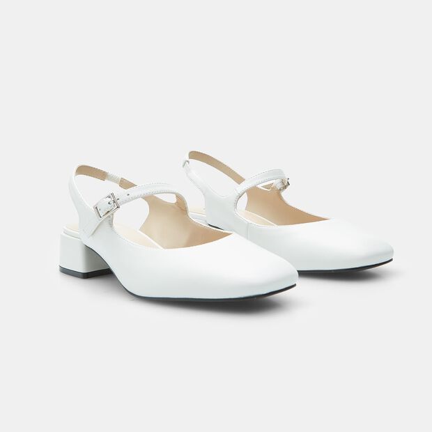 Bailarinas slingback de cuero para mujer BATA, Blanco