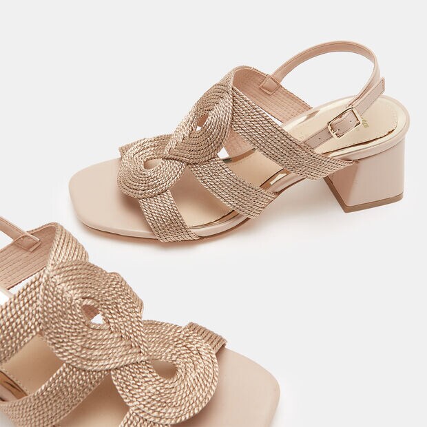 Sandalias con tac&oacute;n midi, Rosa