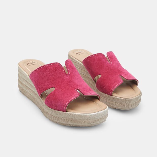 Zapatillas de ante con cu&ntilde;a para mujer BATA, Fucsia