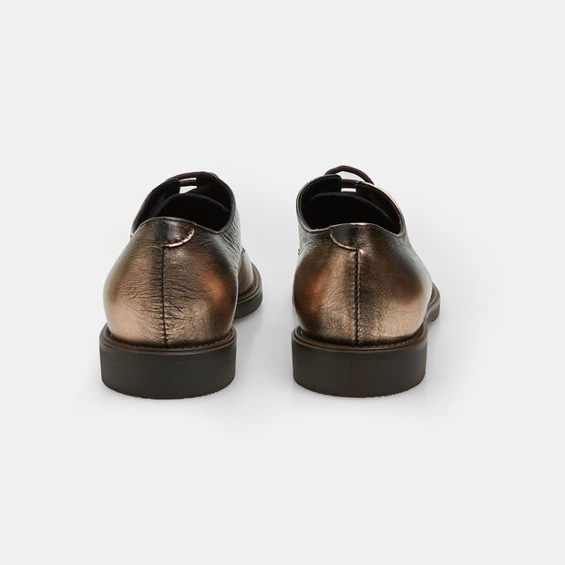 Zapatos con cordones de piel para mujer, Bronce