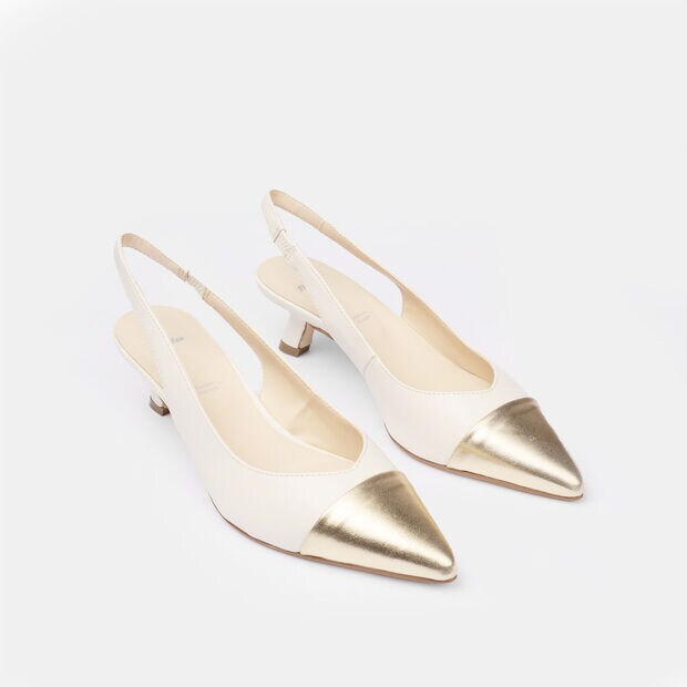 Zapatos destalonados de mujer con tac&oacute;n de 5 cm, Blanco