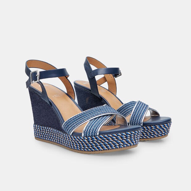 Sandalia de mujer con cu&ntilde;a de 9,5 cm BATA, Azul
