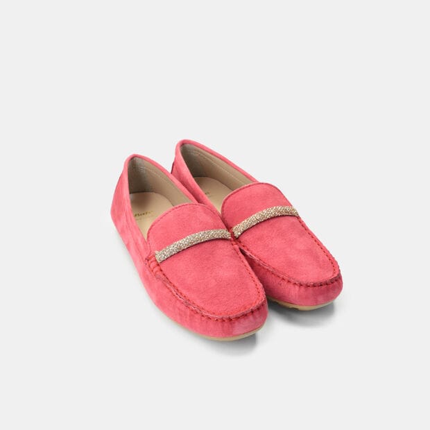Mocasines para mujer en ante, Rojo