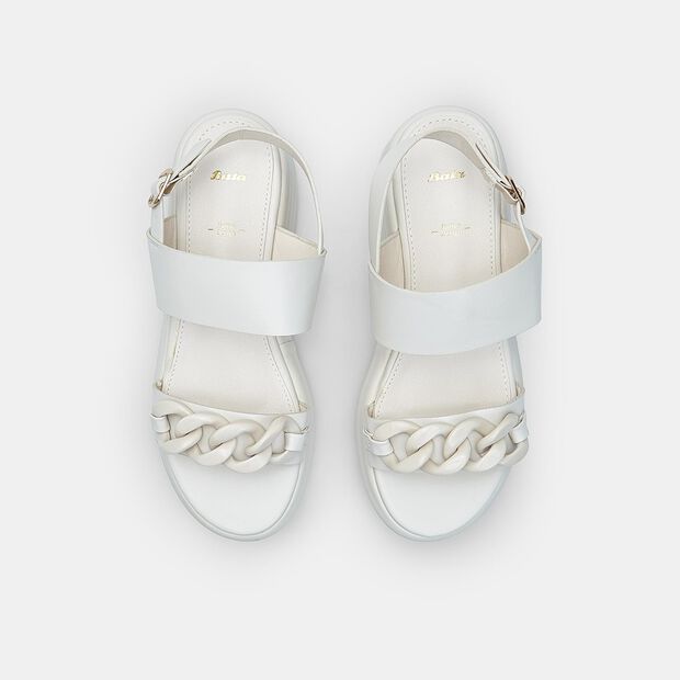 Sandalias de mujer de cuero con plataforma de 5 cm BATA, Beige