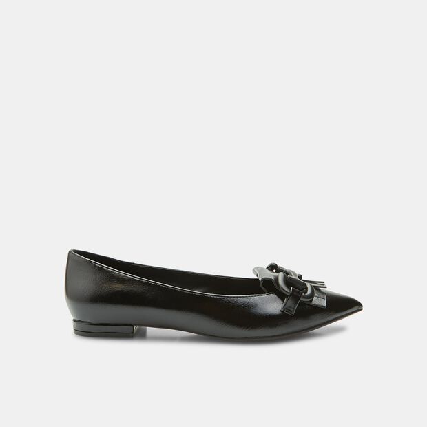 Bailarina para mujer con hebilla y flecos, Negro