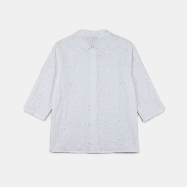 Camisa sangallo de mujer Or&iacute;genes, Blanco