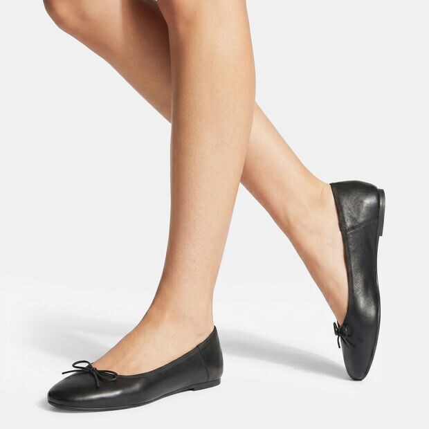 Bailarina plana de mujer Bata con perfil y lazo negro, 