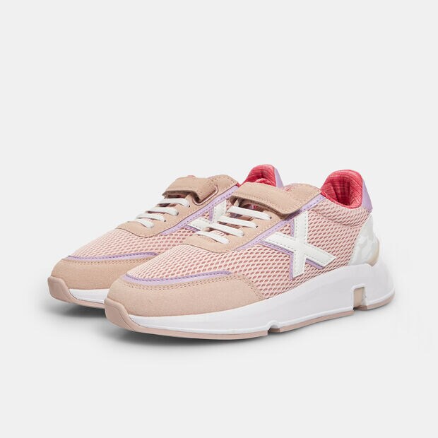Sneakers de ni&ntilde;a Munich con velcro, Rosa
