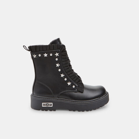 Botín con cordones para niña con aplicaciones Cult, Negro