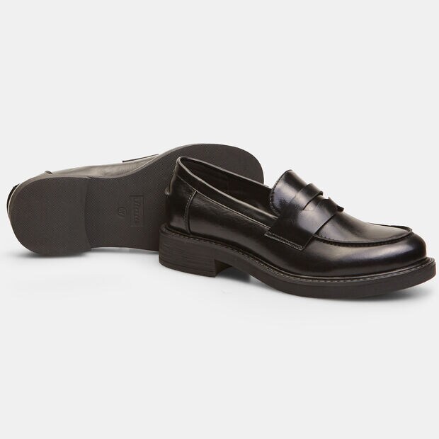 Mocasines BATA con tac&oacute;n para mujer, Negro