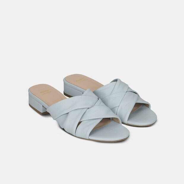 Zuecos de piel para mujer, Azul