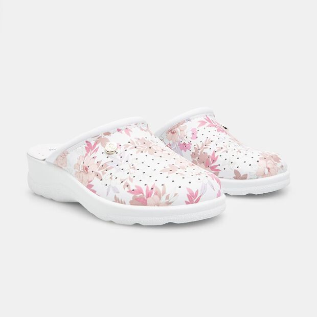 Pantufla de piel para mujer, Rosa