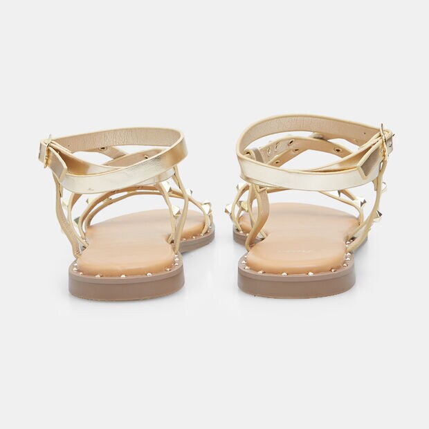 Sandalias de mujer con tachuelas, Dorado