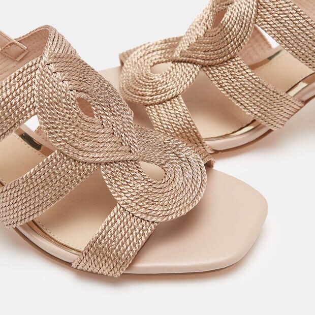 Sandalias con tac&oacute;n midi, Rosa