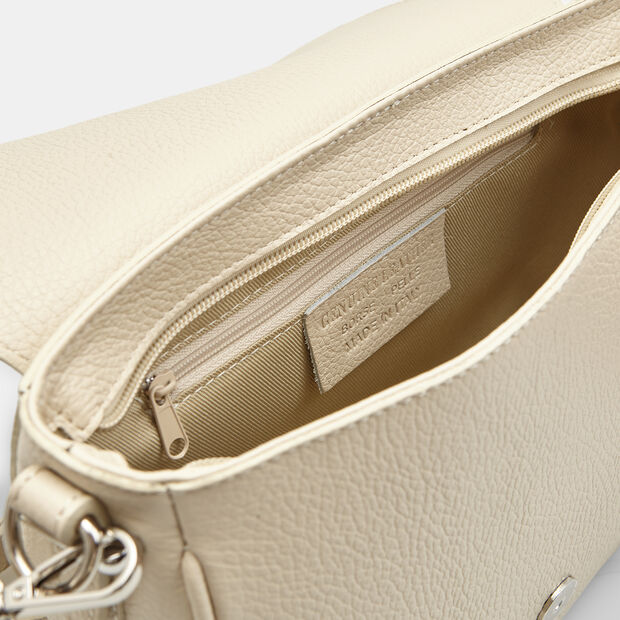 Bolso cruzado de mujer de piel, Beige