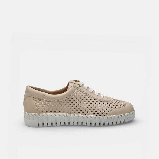 Bot&iacute;n calado de piel para mujer Bata, Beige