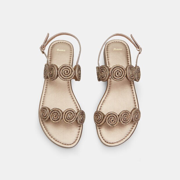 Sandalias de mujer con decoraciones, Bronce