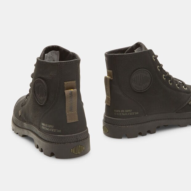Botas militares de mujer de piel palladium, Negro