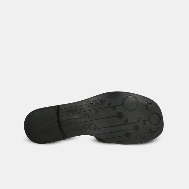 Zueco de piel para mujer, Negro