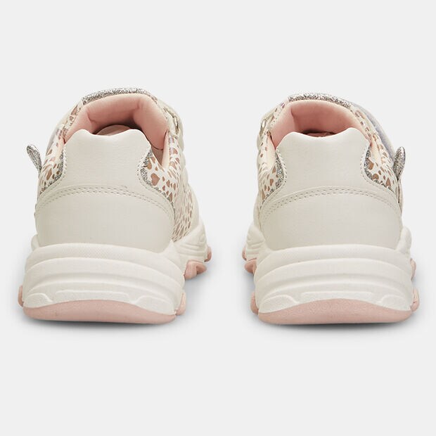 Sneaker para ni&ntilde;as con estampado de corazones y tapones, Blanco