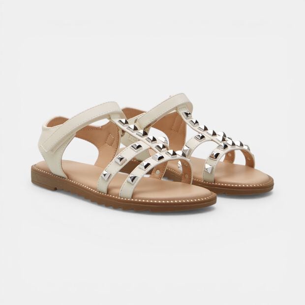 Sandalias de ni&ntilde;a Bata con tachuelas, Blanco