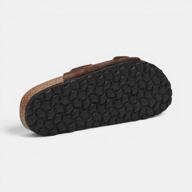 Sandalias de mujer Bata con doble tira, Marr&oacute;n