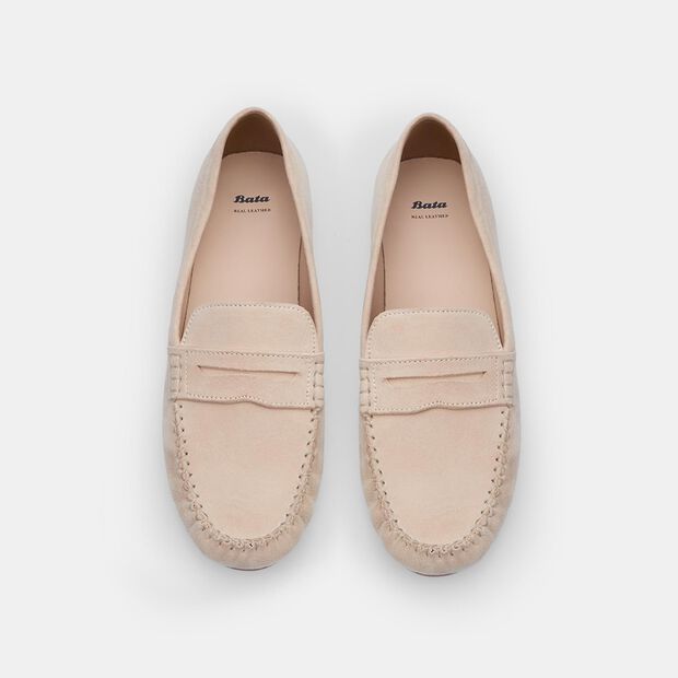 Mocasines de gamuza para mujer Bata, Desnudo
