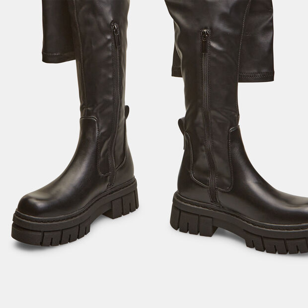 Botas por encima de la rodilla para mujer efecto piel, Negro
