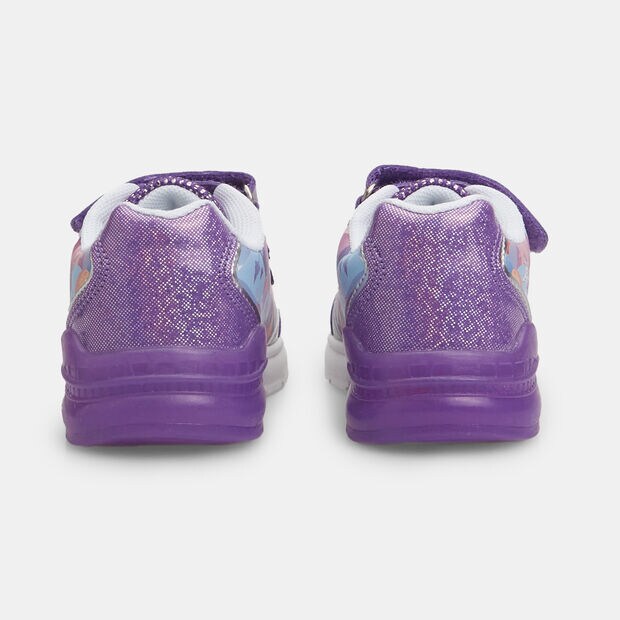 Sneakers de ni&ntilde;as primeros pasos con luces y strap Frozen, Violeta