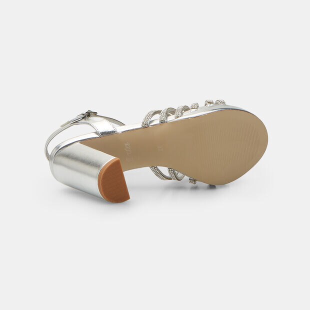 Sandalias de mujer con plataforma BATA, Plateado
