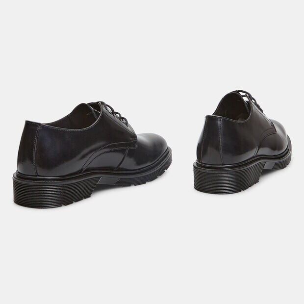 Zapatos De Cordones De Piel Con Suela Dentada, Negro