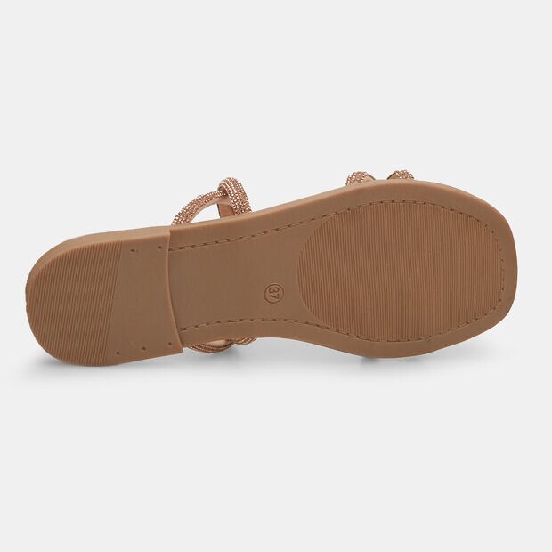 Zapatillas planas de mujer con bridas de joyer&iacute;a , Rosa