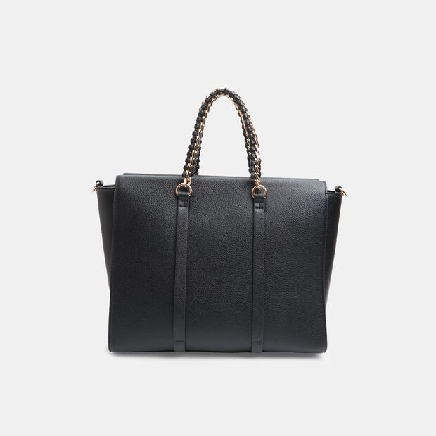Shopper para mujer con asa de cadena, Negro