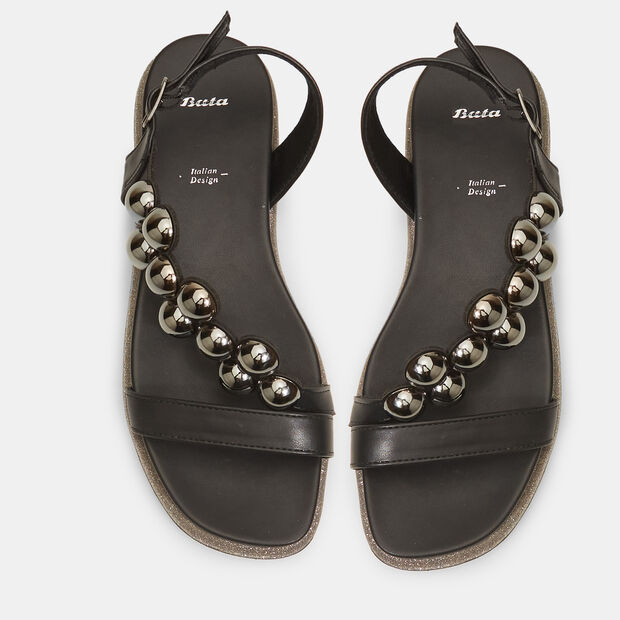 Sandalias planas de mujer , Negro