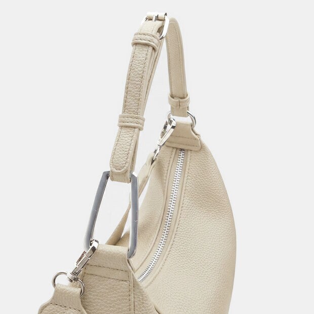 Bolso Hobo de mujer con cierre de cremallera y bandolera, Blanco