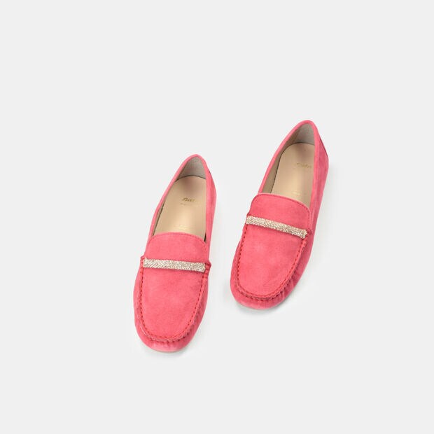 Mocasines para mujer en ante, Rojo