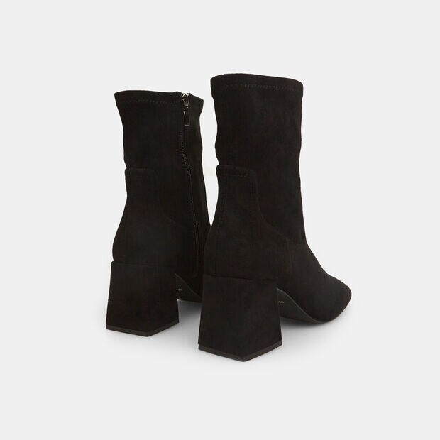 Botines de mujer en tejido con tac&oacute;n medio, Negro