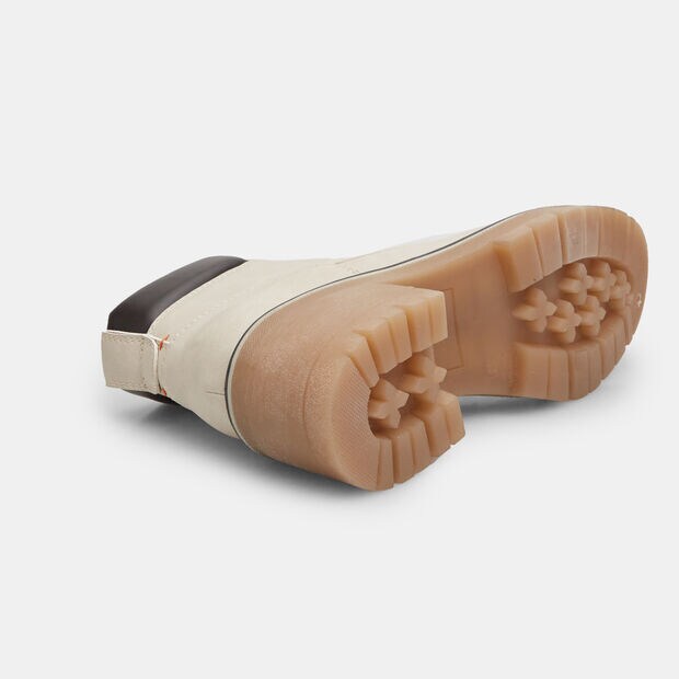 Bot&iacute;n de mujer con tac&oacute;n medio y cordones, Beige