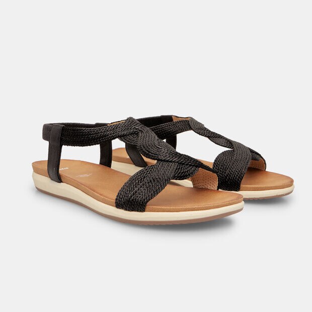 Sandalias de mujer de tela, Negro