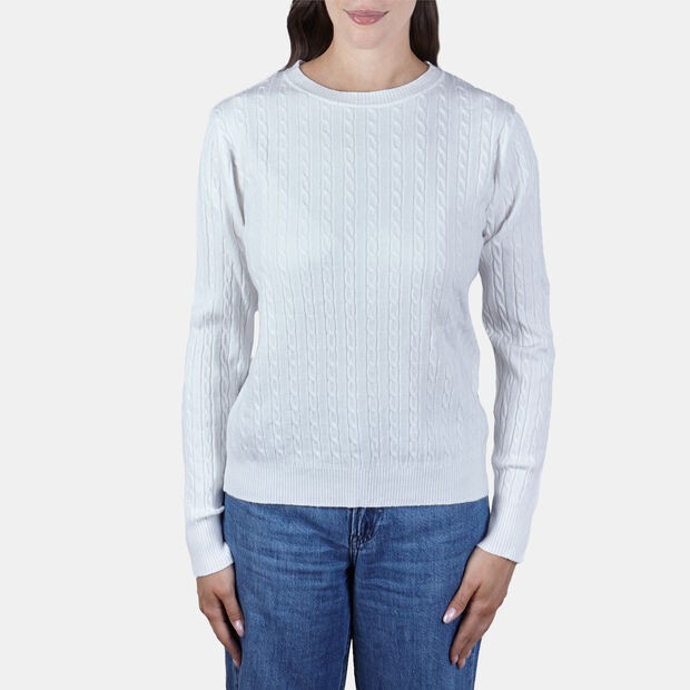 Camiseta de cuello redondo con trenzas para mujer, Neutral
