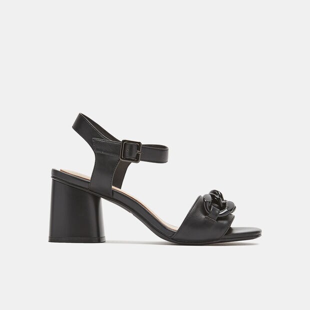 Sandalias con cadena y tac&oacute;n midi, 