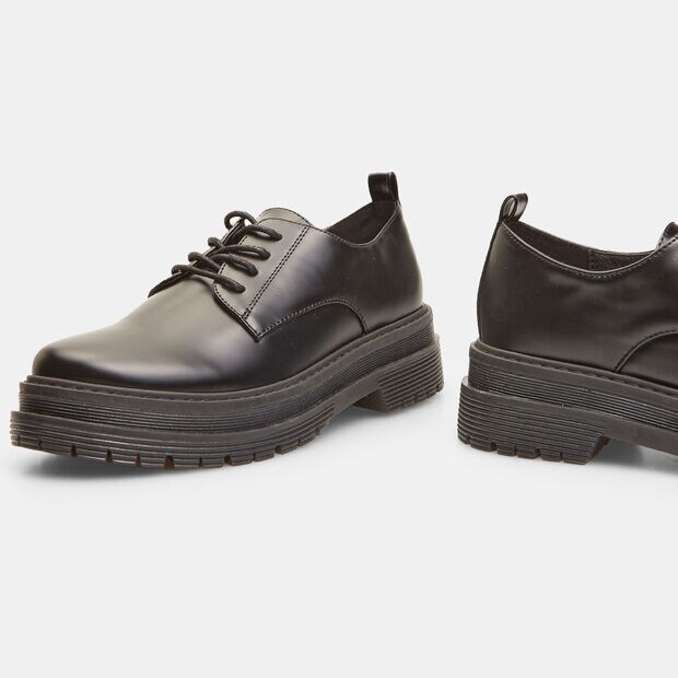 Zapatos De Cordones Con Suela Dentada, Negro